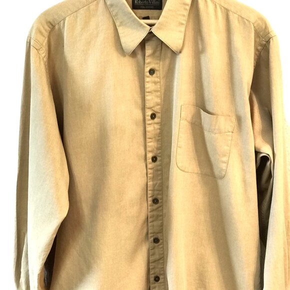 Roberto Villini Button-Down Shirt: Long Sleeves Autumn Gold, Men’s Size 17 34-35 - Picture 5 of 9